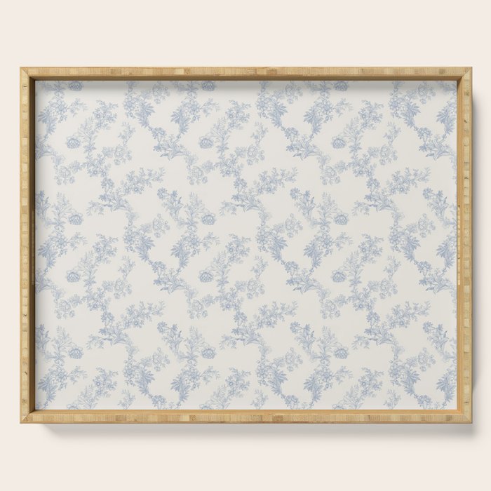Vintage Toile Floral - Blue and White Serving Tray Gallery Image 1