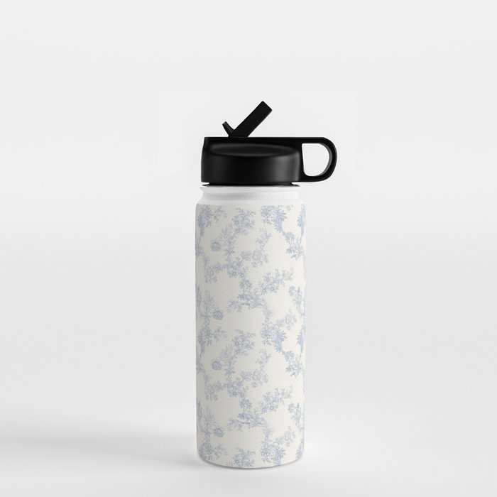 Vintage Toile Floral - Blue and White Water Bottle Gallery Image 1