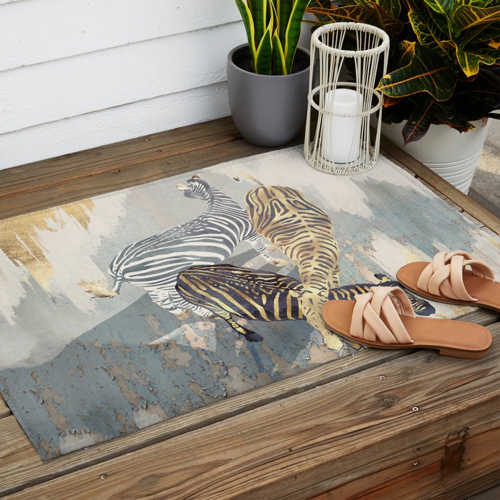 Metallic Zebras Outdoor Rug Gallery Image 2