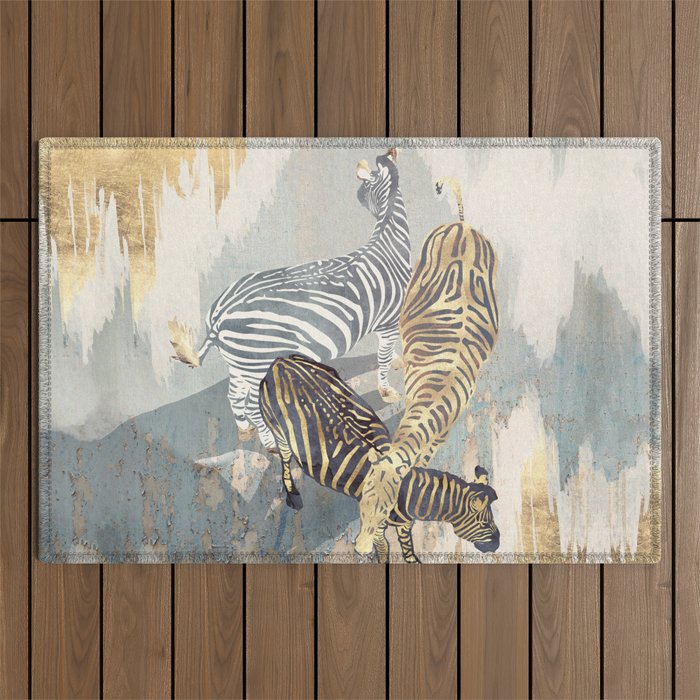 Metallic Zebras Outdoor Rug Gallery Image 1