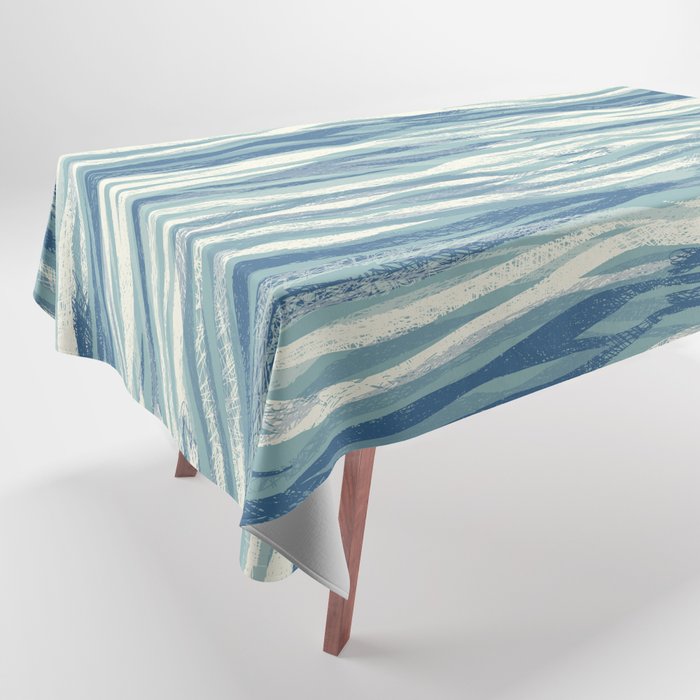Wildlife Safari animal print blue Tablecloth Gallery Image 1