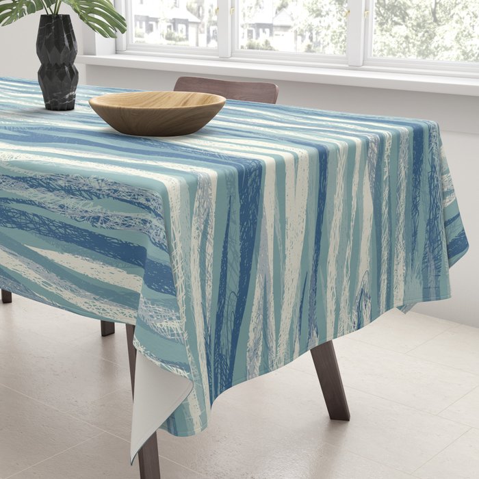 Wildlife Safari animal print blue Tablecloth Gallery Image 3