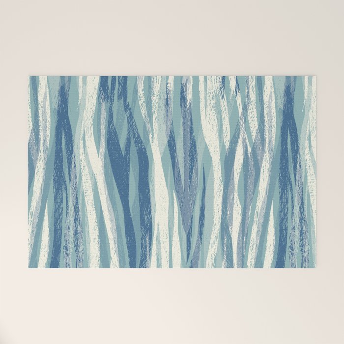 Wildlife Safari animal print blue Welcome Mat Gallery Image 1