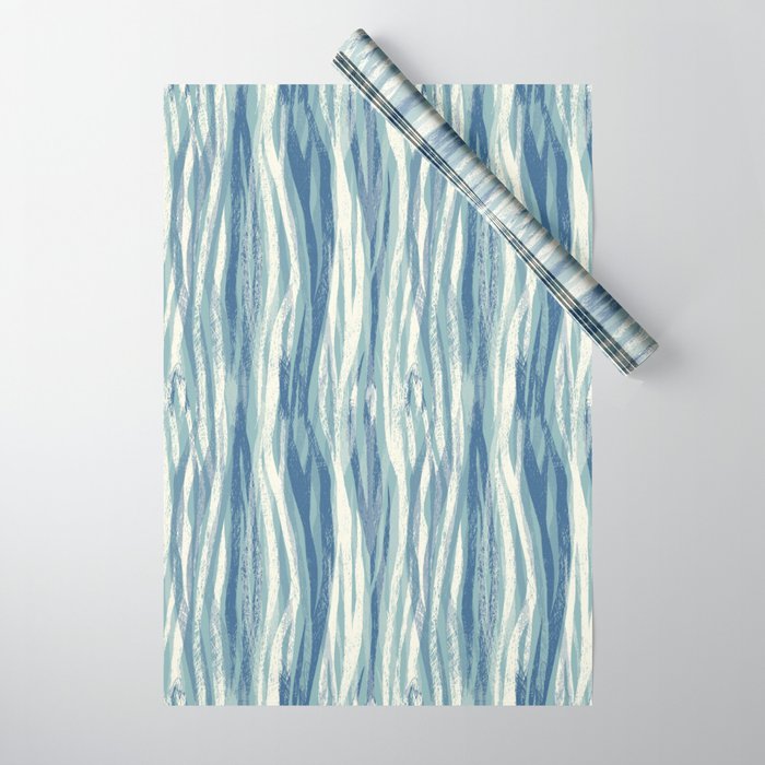 Wildlife Safari animal print blue Wrapping Paper Gallery Image 1