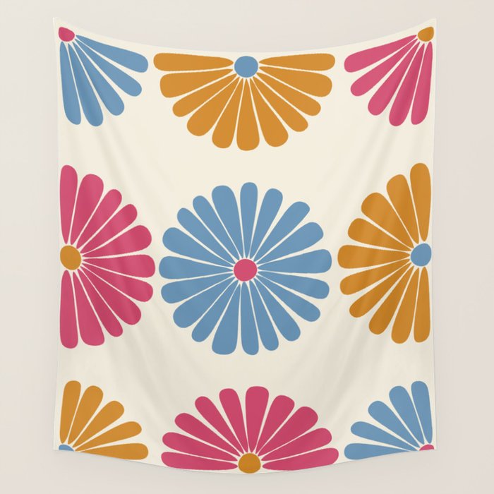 Retro Summer Daisies V Wall Tapestry Gallery Image 4