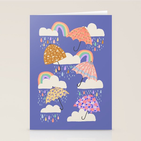 Spring Rain with Umbrellas Stationery Card Gallery Image 2