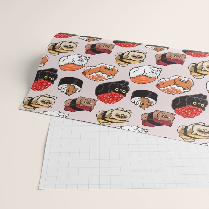 Sushi Persian Cat Wrapping Paper Gallery Image 2