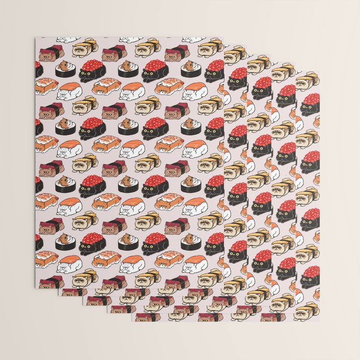 Sushi Persian Cat Wrapping Paper Gallery Image 3