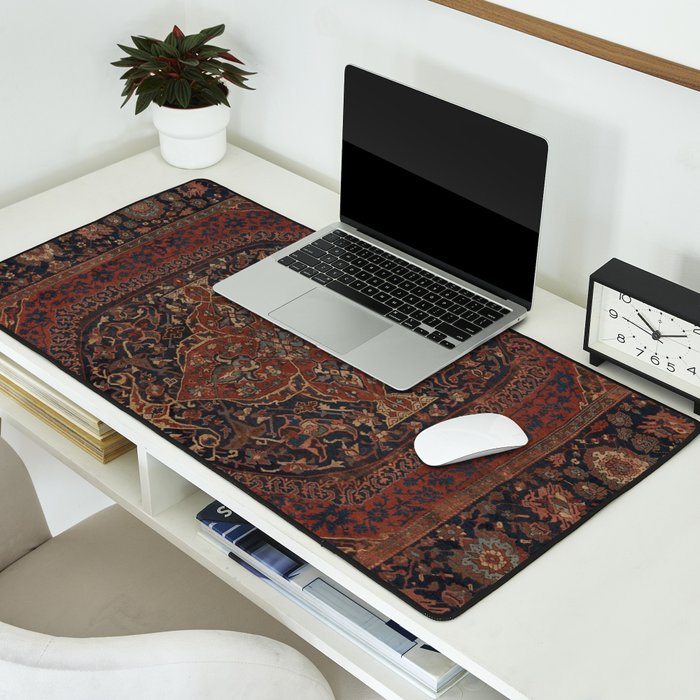Boho Chic Dark I // 17th Century Colorful Medallion Red Blue Green Brown Ornate Accent Rug Pattern Desk Mat Gallery Image 2