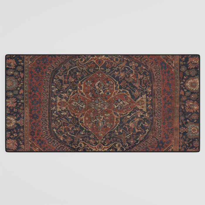 Boho Chic Dark I // 17th Century Colorful Medallion Red Blue Green Brown Ornate Accent Rug Pattern Desk Mat Gallery Image 3