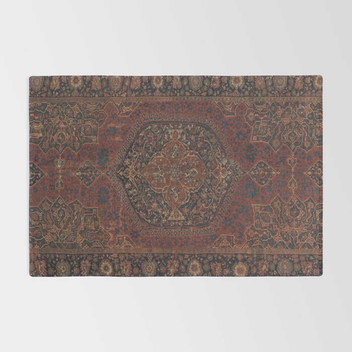 Boho Chic Dark I // 17th Century Colorful Medallion Red Blue Green Brown Ornate Accent Rug Pattern Rug Gallery Image 2