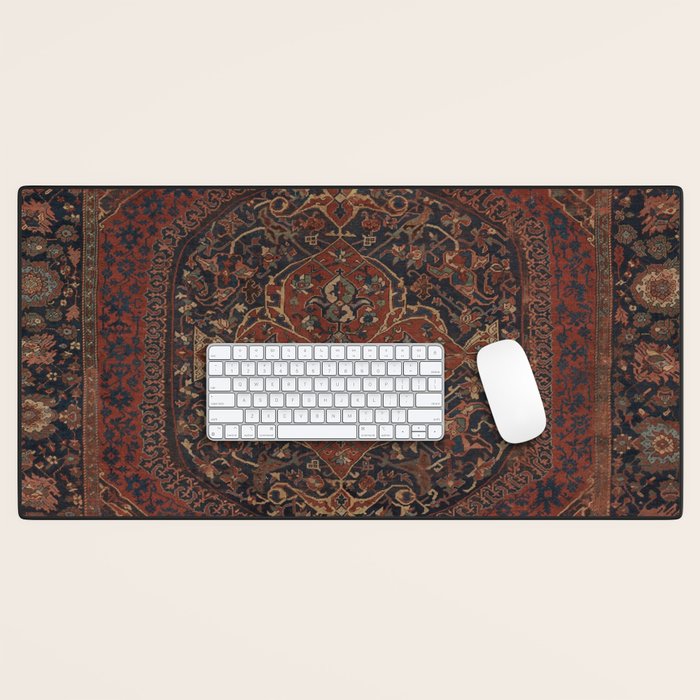Boho Chic Dark I // 17th Century Colorful Medallion Red Blue Green Brown Ornate Accent Rug Pattern Desk Mat Gallery Image 1