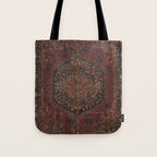 Boho Chic Dark I // 17th Century Colorful Medallion Red Blue Green Brown Ornate Accent Rug Pattern Tote Bag Gallery Image 1