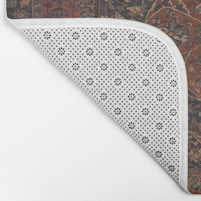 Boho Chic Dark I // 17th Century Colorful Medallion Red Blue Green Brown Ornate Accent Rug Pattern Bath Mat Gallery Image 2