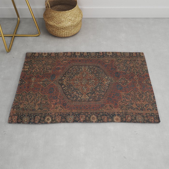 Boho Chic Dark I // 17th Century Colorful Medallion Red Blue Green Brown Ornate Accent Rug Pattern Rug Gallery Image 1