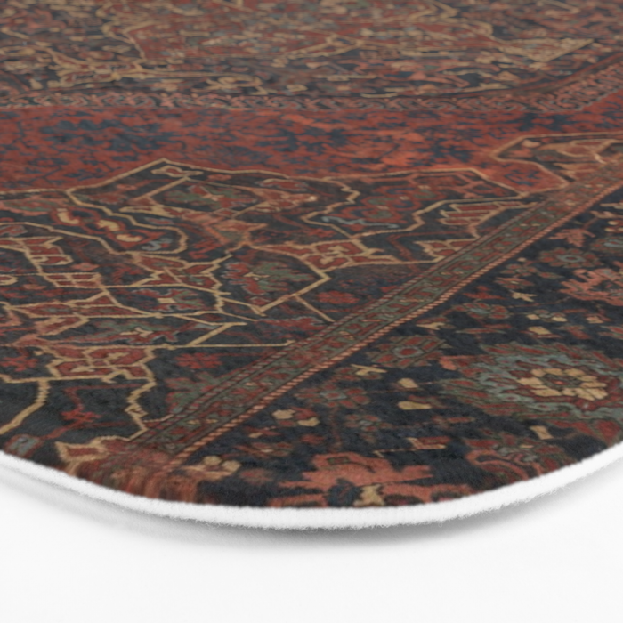 Boho Chic Dark I // 17th Century Colorful Medallion Red Blue Green Brown Ornate Accent Rug Pattern Bath Mat Gallery Image 3