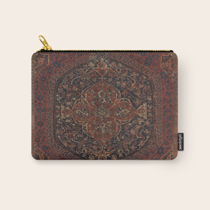 Boho Chic Dark I // 17th Century Colorful Medallion Red Blue Green Brown Ornate Accent Rug Pattern Carry All Pouch Gallery Image 1