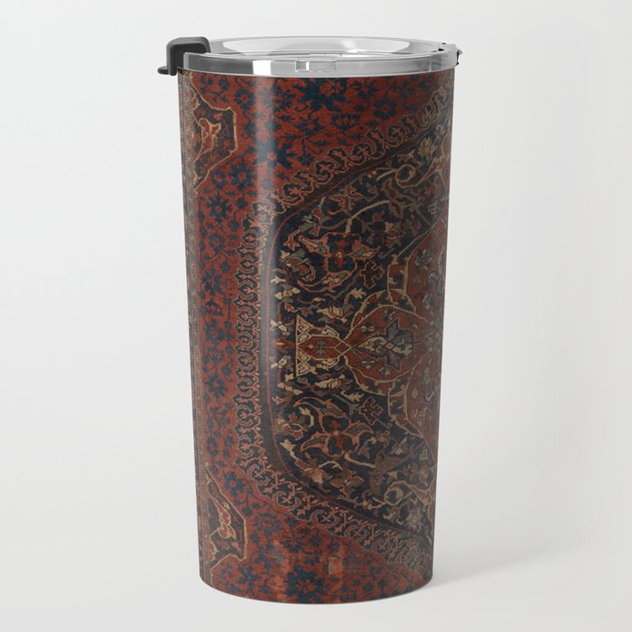 Boho Chic Dark I // 17th Century Colorful Medallion Red Blue Green Brown Ornate Accent Rug Pattern Travel Mug Gallery Image 3