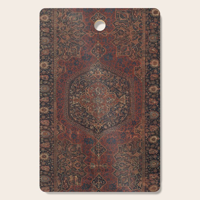 Boho Chic Dark I // 17th Century Colorful Medallion Red Blue Green Brown Ornate Accent Rug Pattern Cutting Board Gallery Image 1