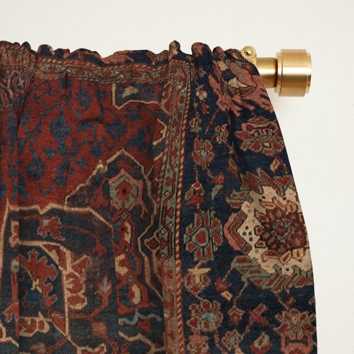 Boho Chic Dark I // 17th Century Colorful Medallion Red Blue Green Brown Ornate Accent Rug Pattern Window Curtain Gallery Image 2