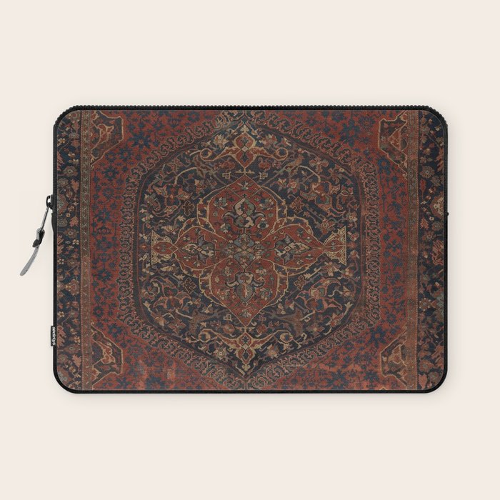 Boho Chic Dark I // 17th Century Colorful Medallion Red Blue Green Brown Ornate Accent Rug Pattern Laptop Sleeve Gallery Image 1