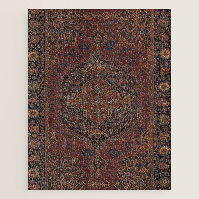 Boho Chic Dark I // 17th Century Colorful Medallion Red Blue Green Brown Ornate Accent Rug Pattern Jigsaw Puzzle Gallery Image 1