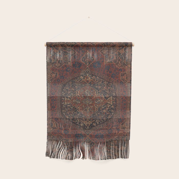 Boho Chic Dark I // 17th Century Colorful Medallion Red Blue Green Brown Ornate Accent Rug Pattern Wall Hanging Gallery Image 1