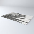 Frida Kahlo and Agave Plant, Black and White, Vintage Art Rug Gallery Image 3