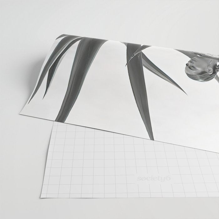 Frida Kahlo and Agave Plant, Black and White, Vintage Art Wrapping Paper Gallery Image 2