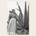 Frida Kahlo and Agave Plant, Black and White, Vintage Art Cutting Board Gallery Image 1
