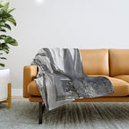 Frida Kahlo and Agave Plant, Black and White, Vintage Art Throw Blanket Gallery Image 1