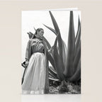 Frida Kahlo and Agave Plant, Black and White, Vintage Art Stationery Card Gallery Image 2