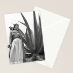 Frida Kahlo and Agave Plant, Black and White, Vintage Art Stationery Card Gallery Image 2