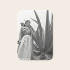 Frida Kahlo and Agave Plant, Black and White, Vintage Art Bath Mat Gallery Image 1