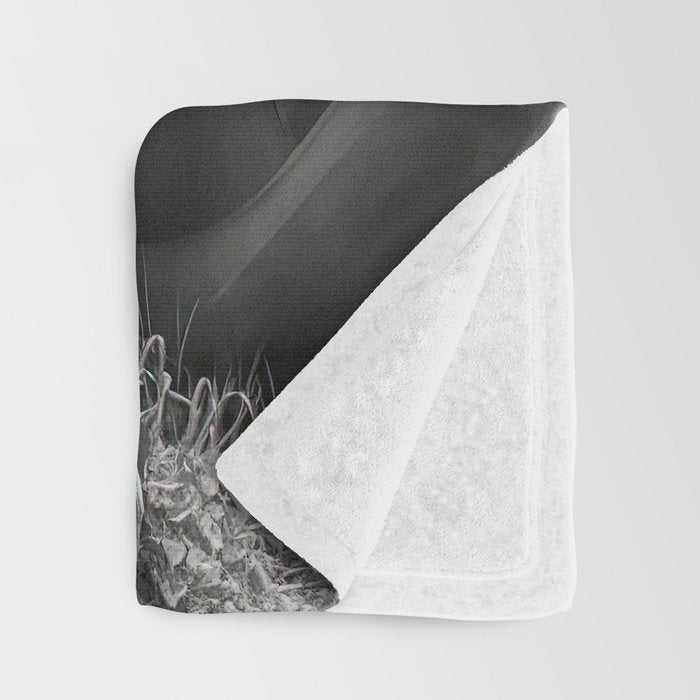 Frida Kahlo and Agave Plant, Black and White, Vintage Art Throw Blanket Gallery Image 3