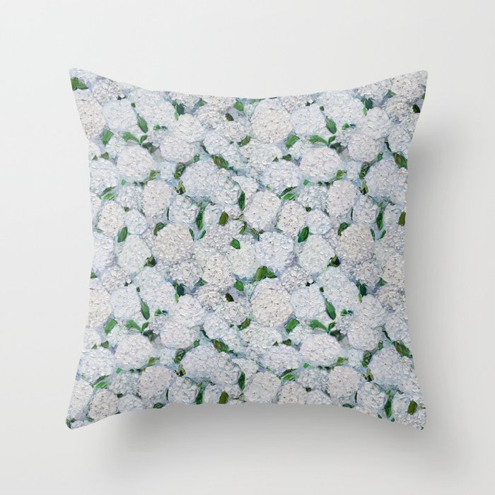 Annabelle Hydrangea Garden Throw Pillow Gallery Image 1