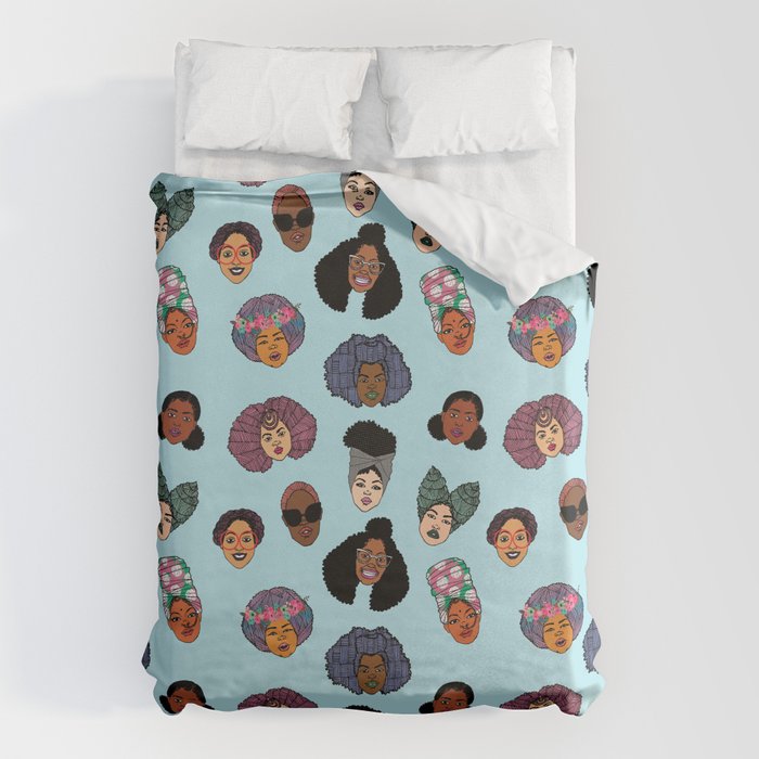 Black Hair Magic - Blue Duvet Cover Gallery Image 1
