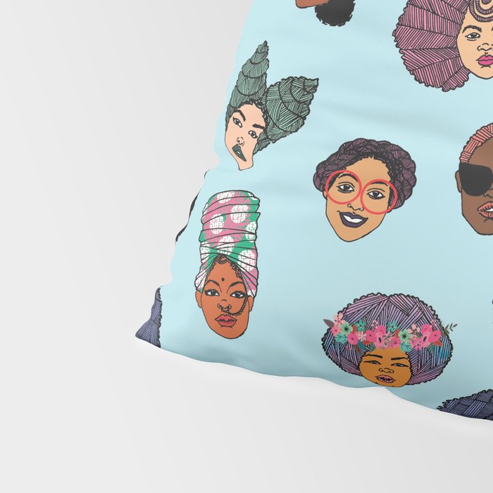 Black Hair Magic - Blue Pillow Sham Gallery Image 4