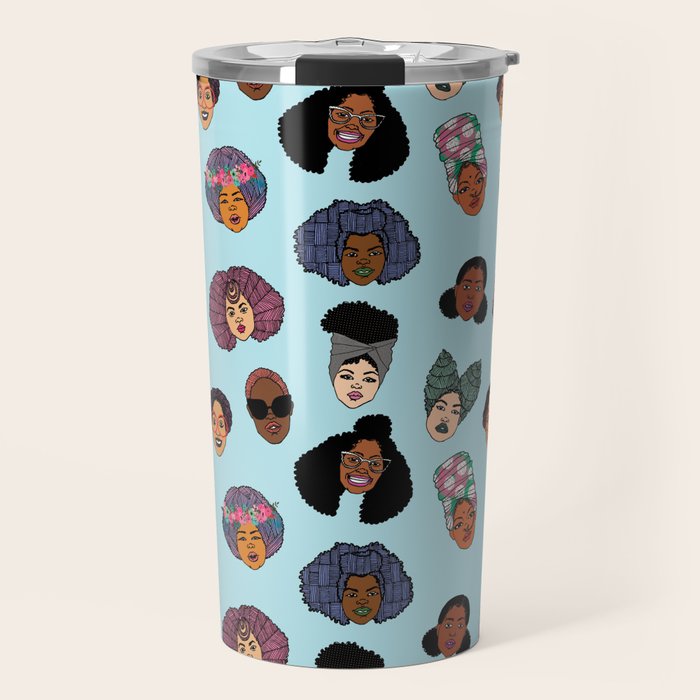 Black Hair Magic - Blue Travel Mug Gallery Image 1