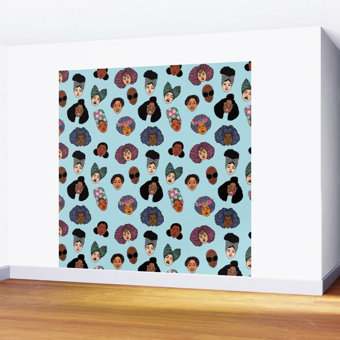 Black Hair Magic - Blue Wall Mural Gallery Image 2
