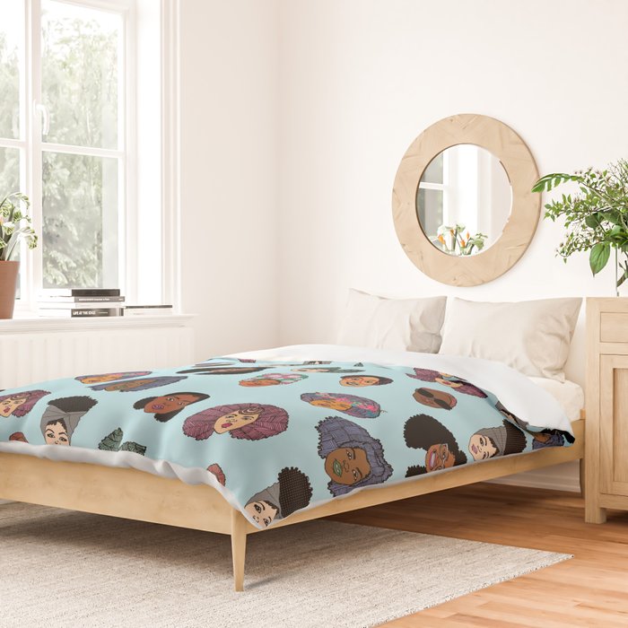 Black Hair Magic - Blue Duvet Cover Gallery Image 2