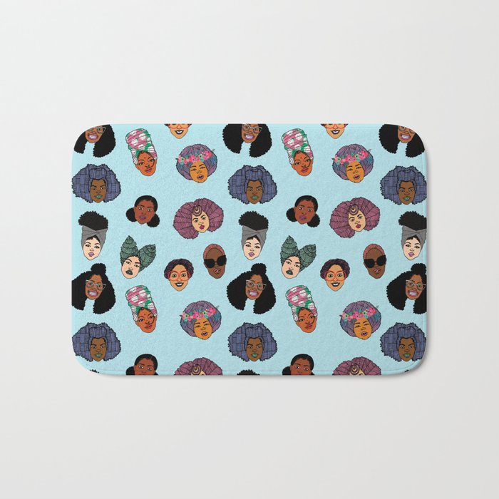 Black Hair Magic - Blue Bath Mat Gallery Image 1