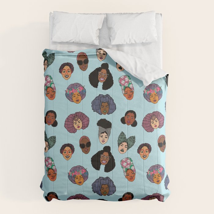 Black Hair Magic - Blue Comforter Gallery Image 1
