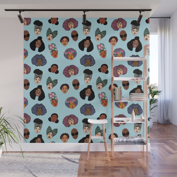Black Hair Magic - Blue Wall Mural Gallery Image 1