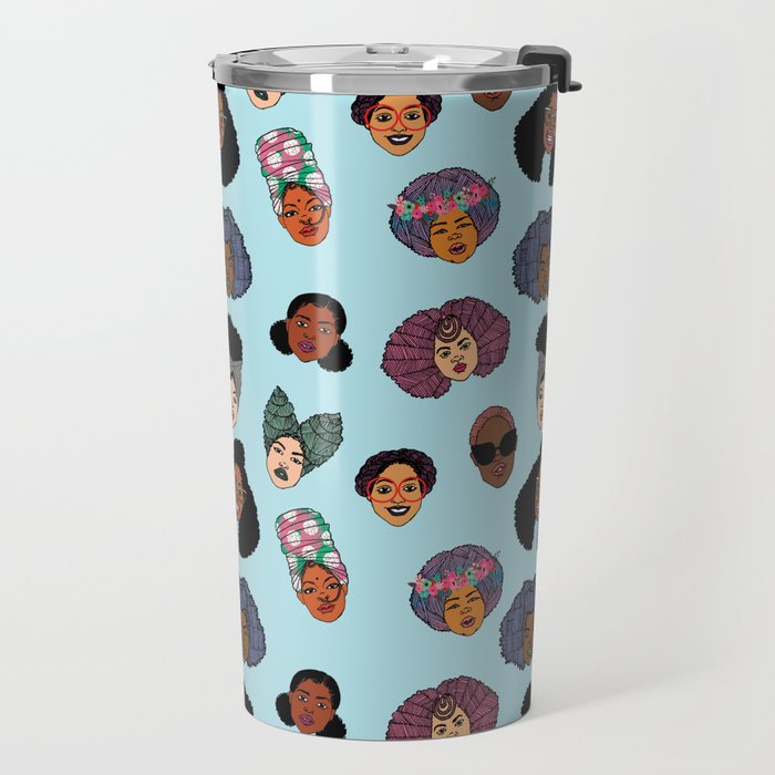 Black Hair Magic - Blue Travel Mug Gallery Image 2