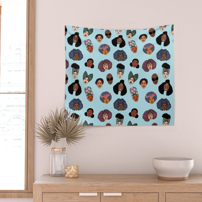 Black Hair Magic - Blue Wall Tapestry Gallery Image 2