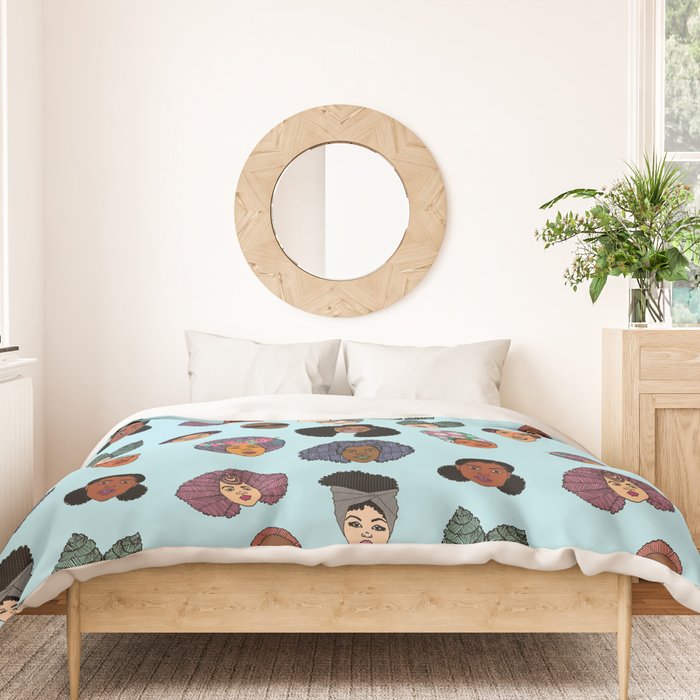 Black Hair Magic - Blue Duvet Cover Gallery Image 3