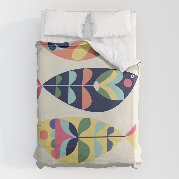 Mid Century Modern Fish Duvet Cover Gallery Image 1