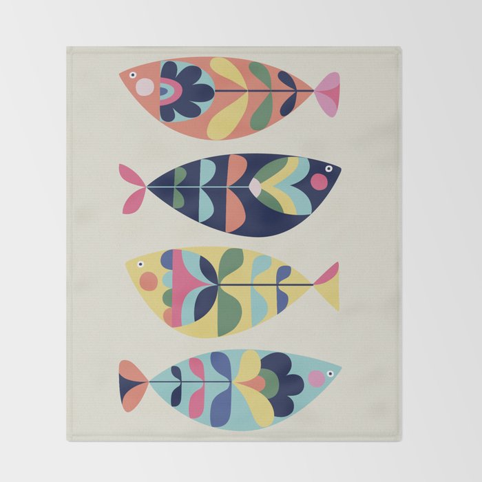 Mid Century Modern Fish Throw Blanket Gallery Image 2