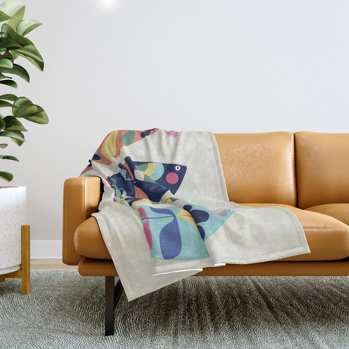 Mid Century Modern Fish Throw Blanket Gallery Image 1